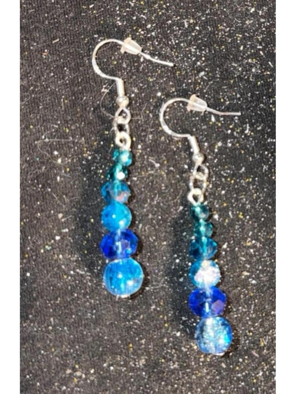 Earrings Sterling silver marked  S925 crystal glass beads high quality New